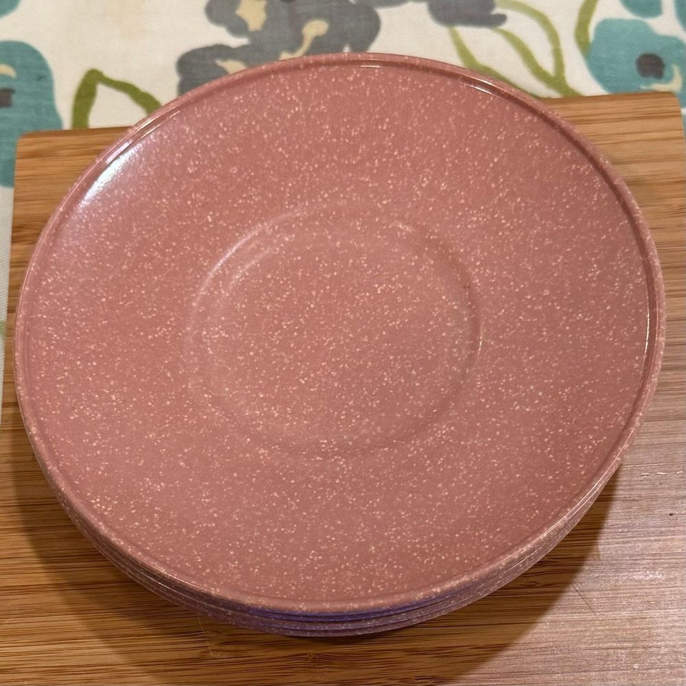 Texas Ware San Jacinto Vintage Saucer Plates Set of 4 Speckle Ware Pink MCM